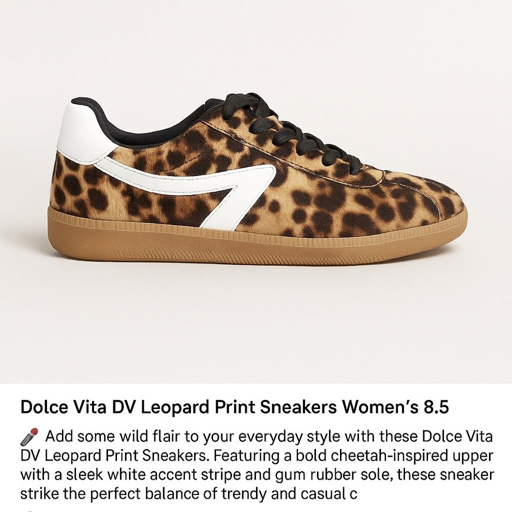 Dolce Vita Leopard Print Sneakers with Black and White Accents